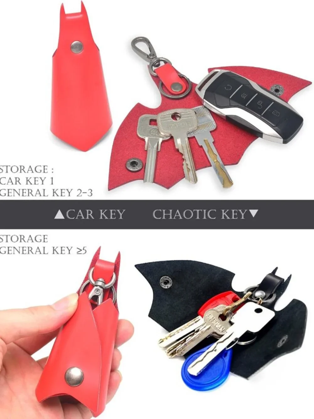 Leather Bat Keychain for Men & Women | Stylish Car Key Fob Holder & Gift Idea